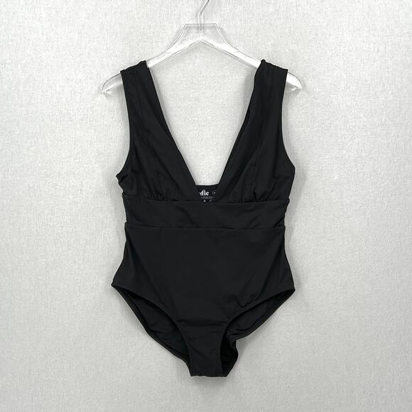 ANDIE Mykonos Classic One Piece Swimsuit Women XL Black Plunge V Neck Wide Strap - Picture 3 of 14